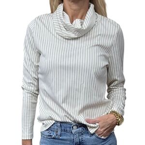 Vintage Alex Colman Pinstripe Cowl Neck Long Sleeve Top Minimalist Chic